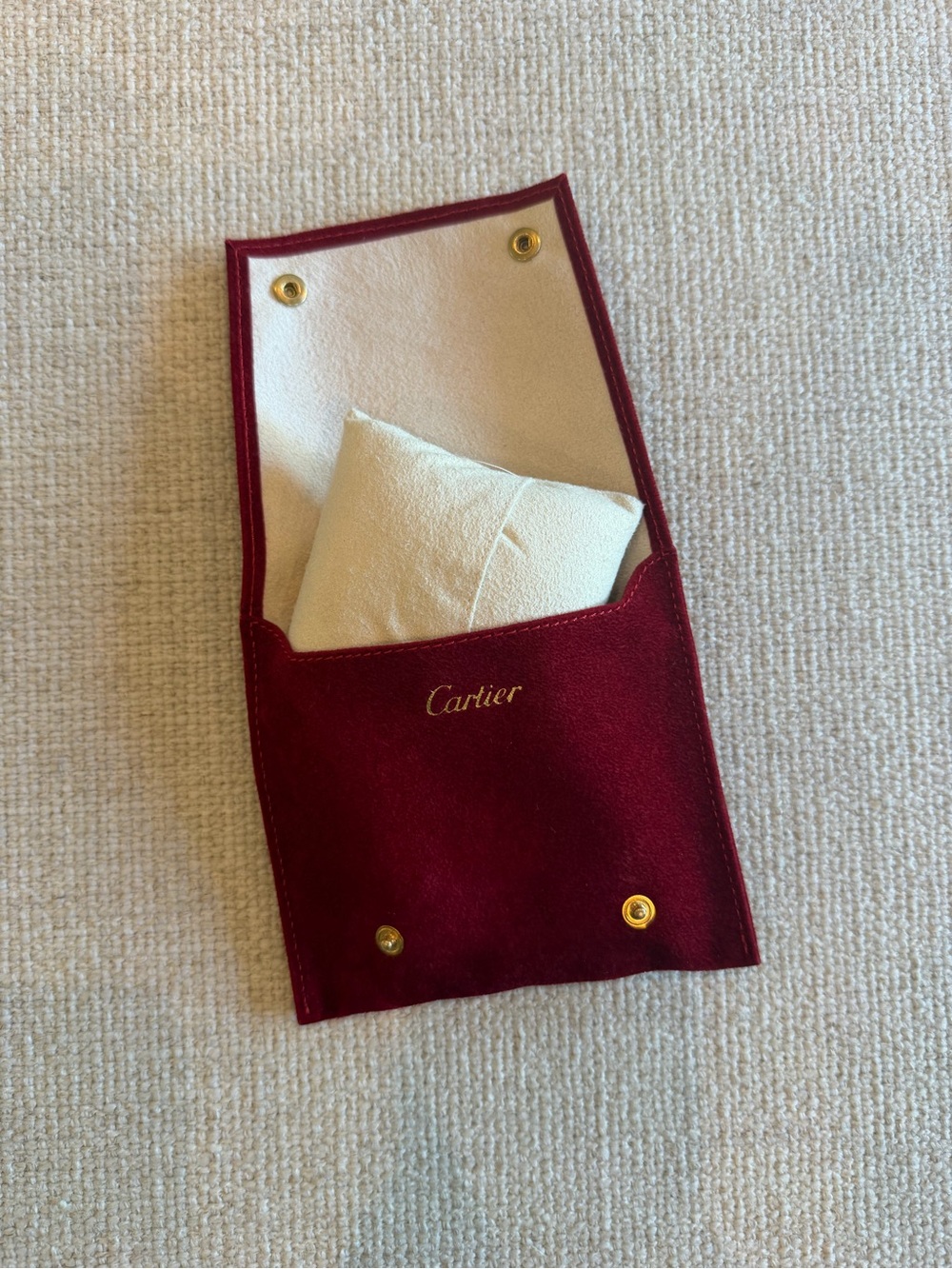 Cartier Red Fabric Jewelry / Watch Pouch w pillow - Classic Travel Case